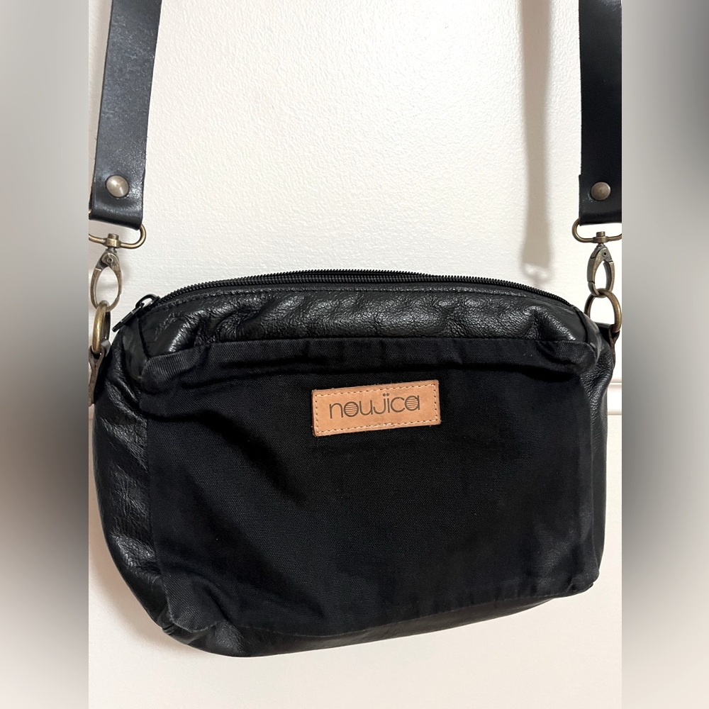 Noujica black cotton and leather shoulder bag